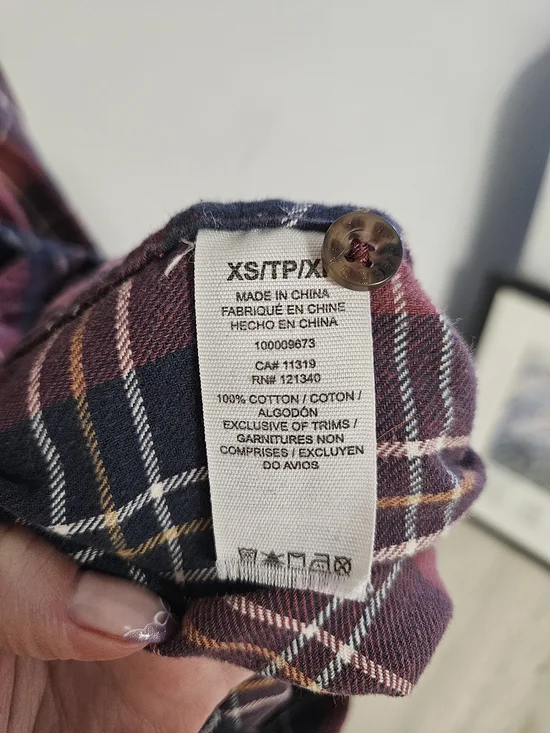 Garage Red and Navy Plaid Boyfriend Shirt - Picture 4 of 4